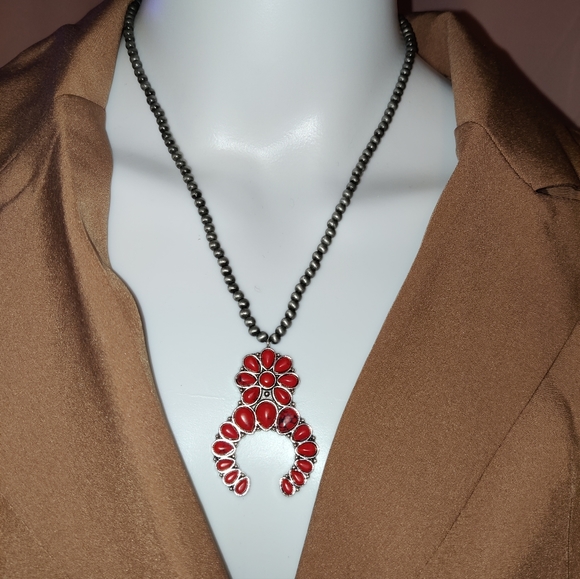 ####NWT-UPC  Red  Geometric Charm Necklace - Picture 3 of 3